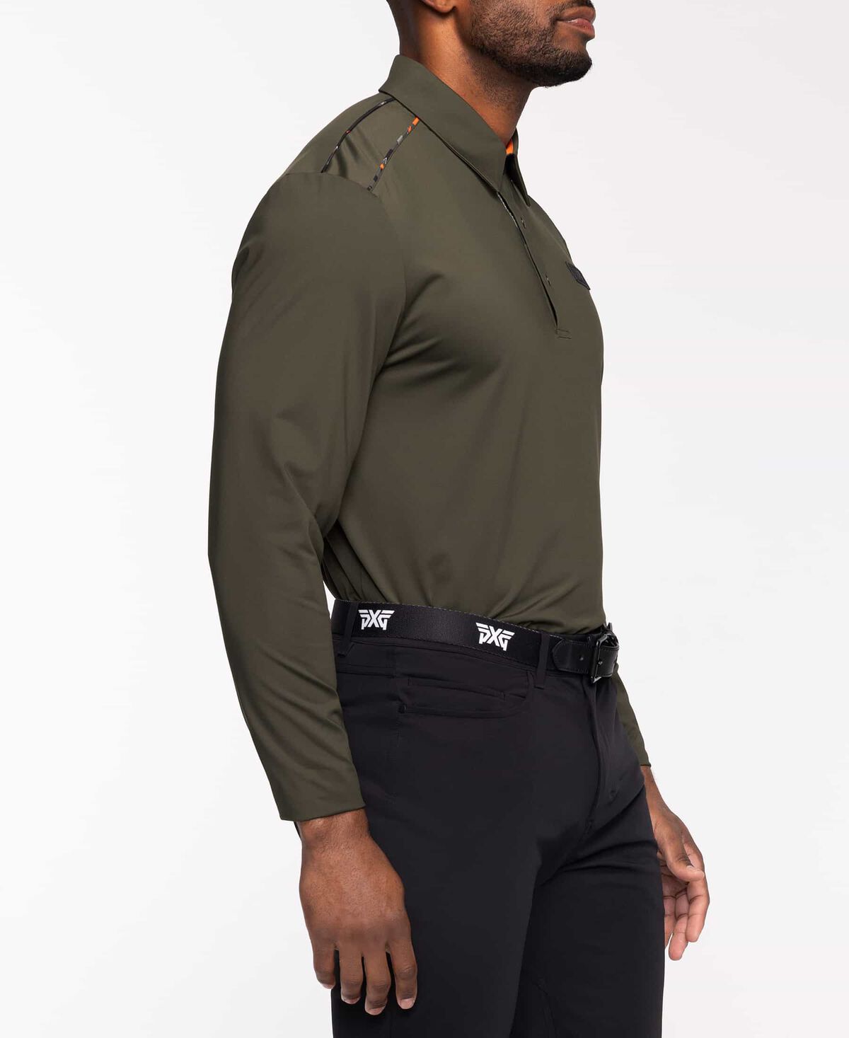 Long Sleeve Fairway Camo Shoulder Stripe Polo 